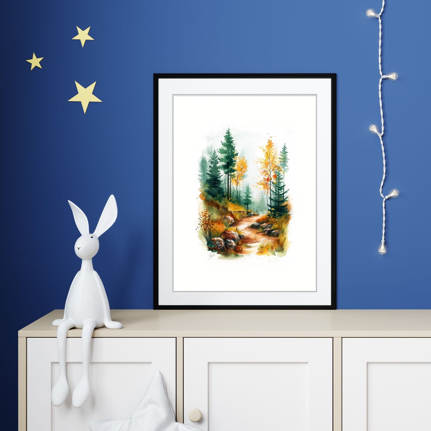 Neutral Woodland Nursery Wall Art Bundel of 5 Animals on Woodland Path Editable PDFs for Download