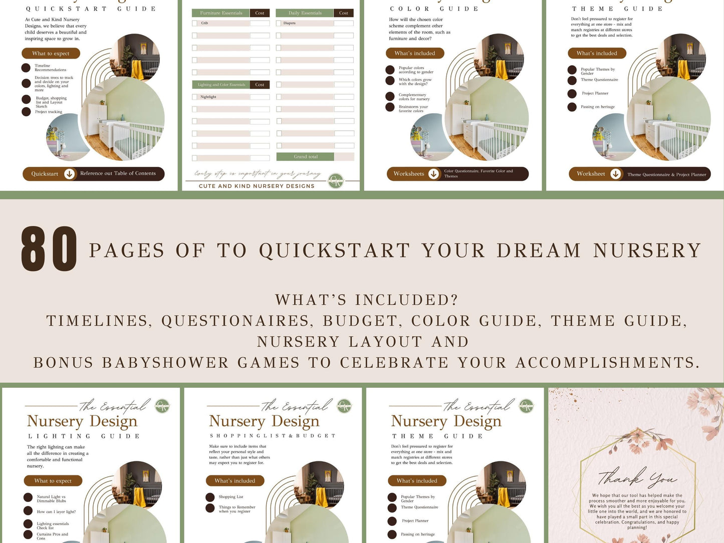 Essential Guide for Nursery Setup Printable Planner with 35 Worksheets